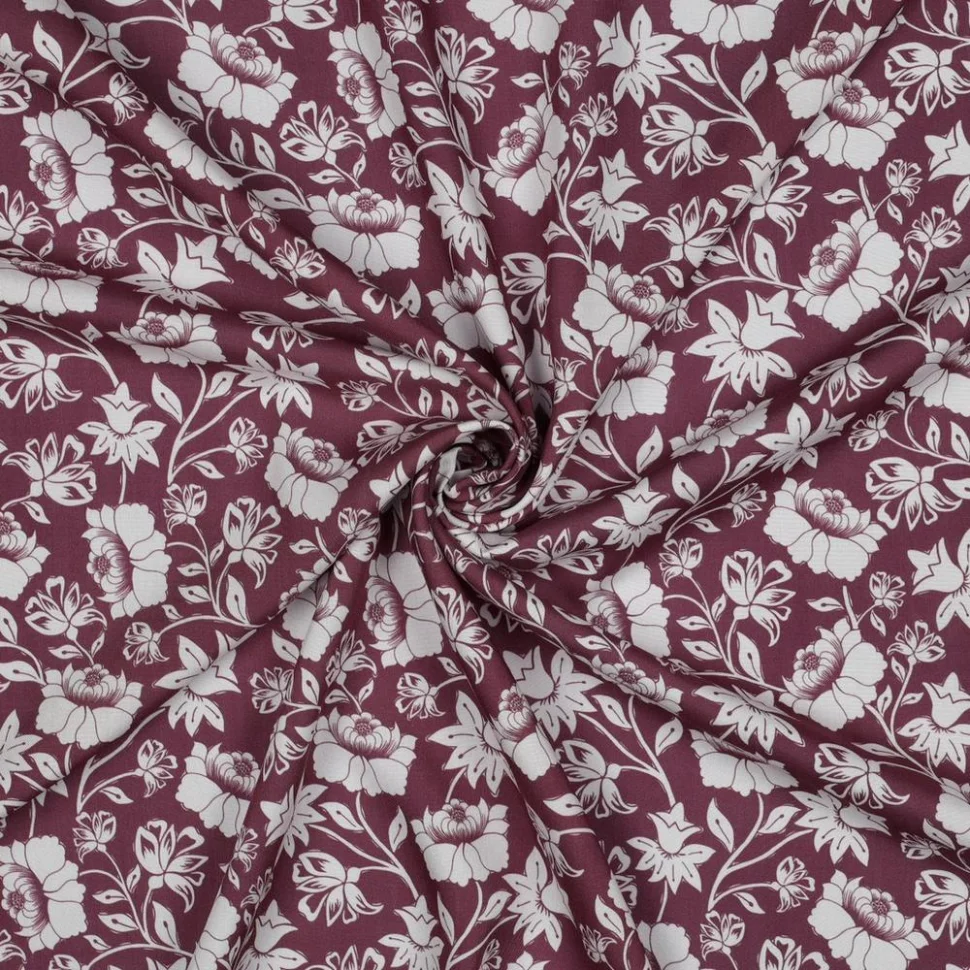 Tissu Viscose EcoVero Fleurs sur fond Mauve