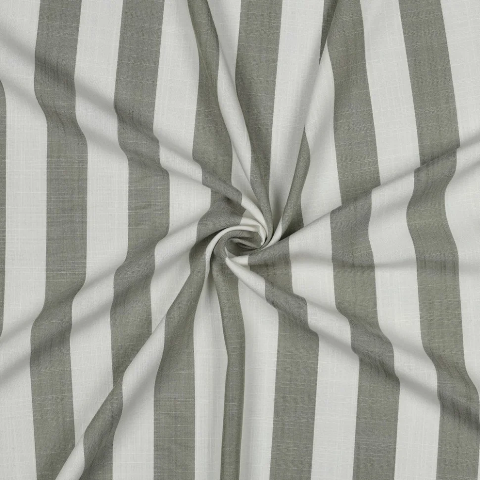 Tissu Viscose fil teint Suzanne grandes rayures Vert sur fond Blanc cassé
