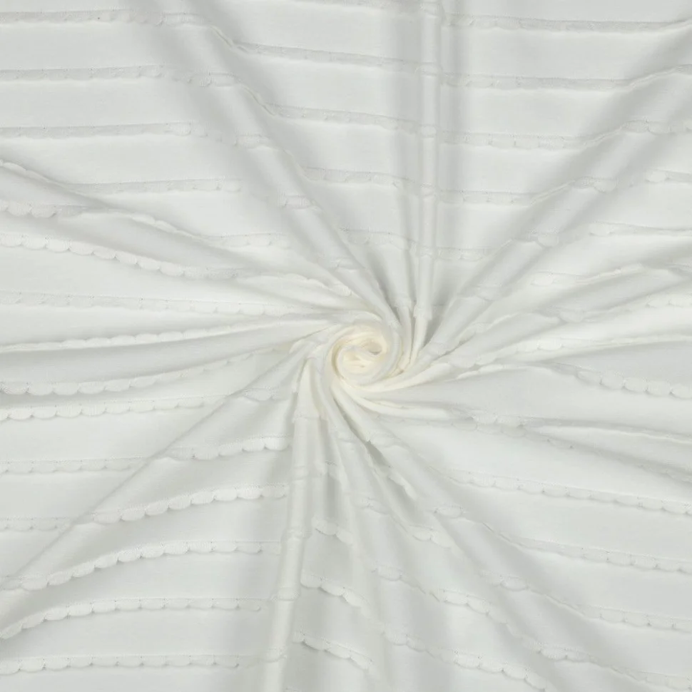 Tissu Jersey Coton à volants uni Blanc