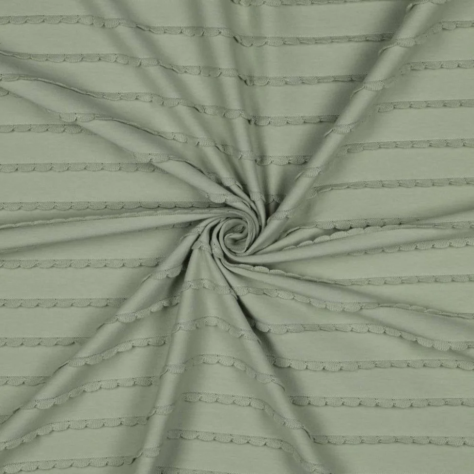 Tissu Jersey Coton à volants uni Vert sauge