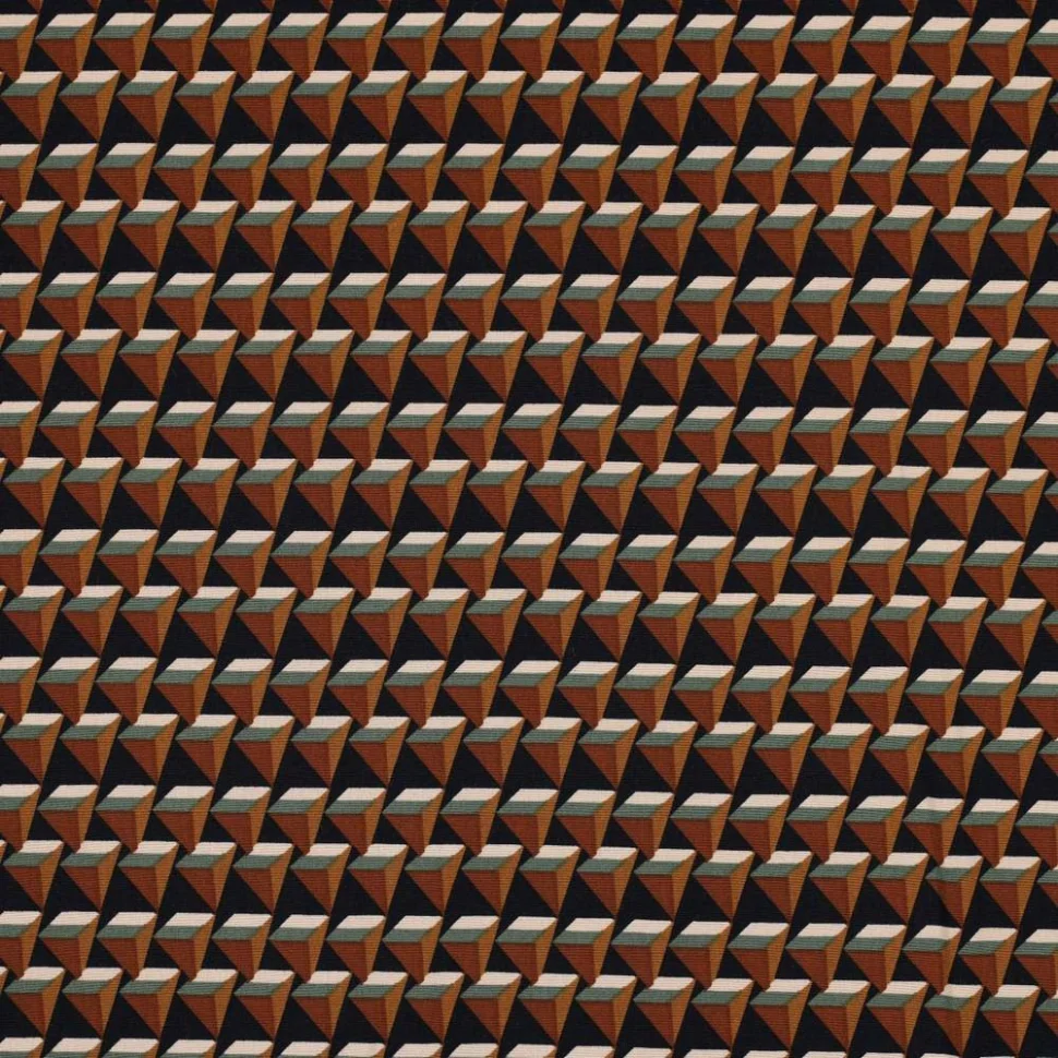 Tissu Popeline de Viscose extensible Triangles 3D sur fond Noir