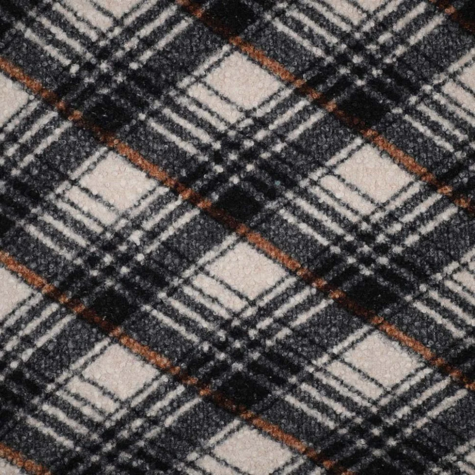 Coupon Tissu Bouclette motif tartan sur fond Beige - Coupon de 50 cm