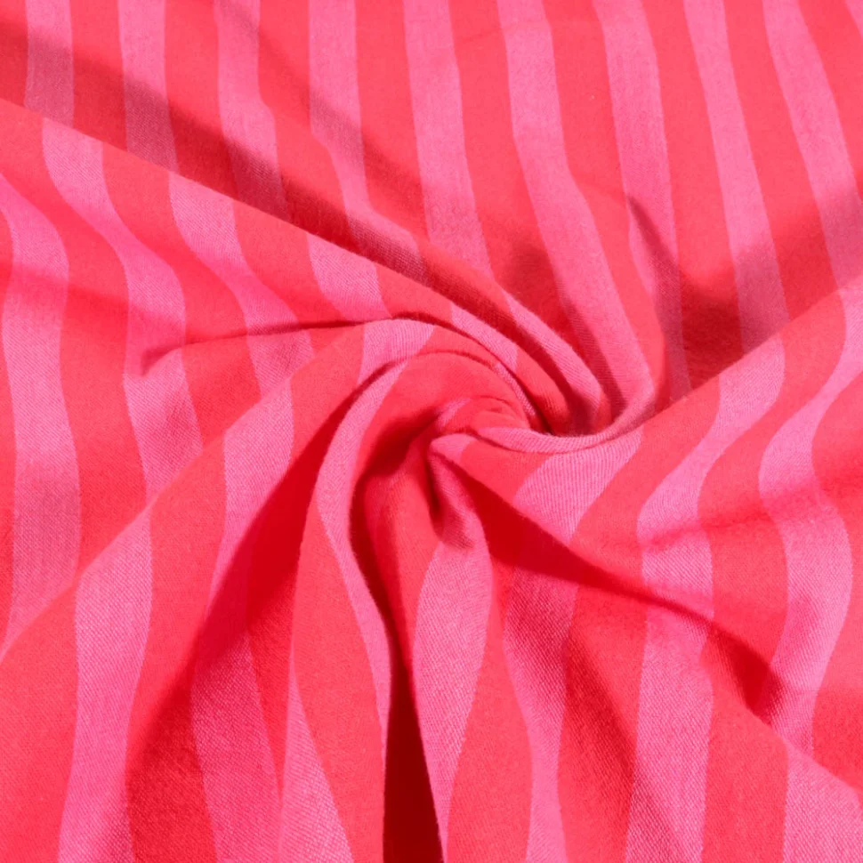 Tissu Coton rayé fil teint Rouge