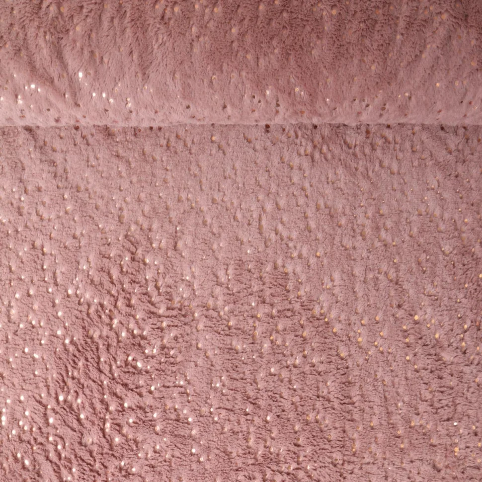 Tissu Fausse fourrure Sherpa Hermione uni Vieux rose