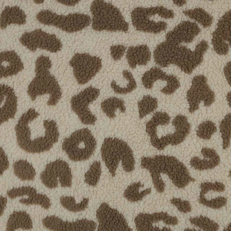Tissu Fausse fourrure Mouton taches fauves marron sur fond Beige