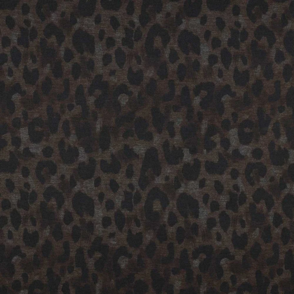 Tissu Jersey Milano Donatella léopard sur fond Marron chocolat