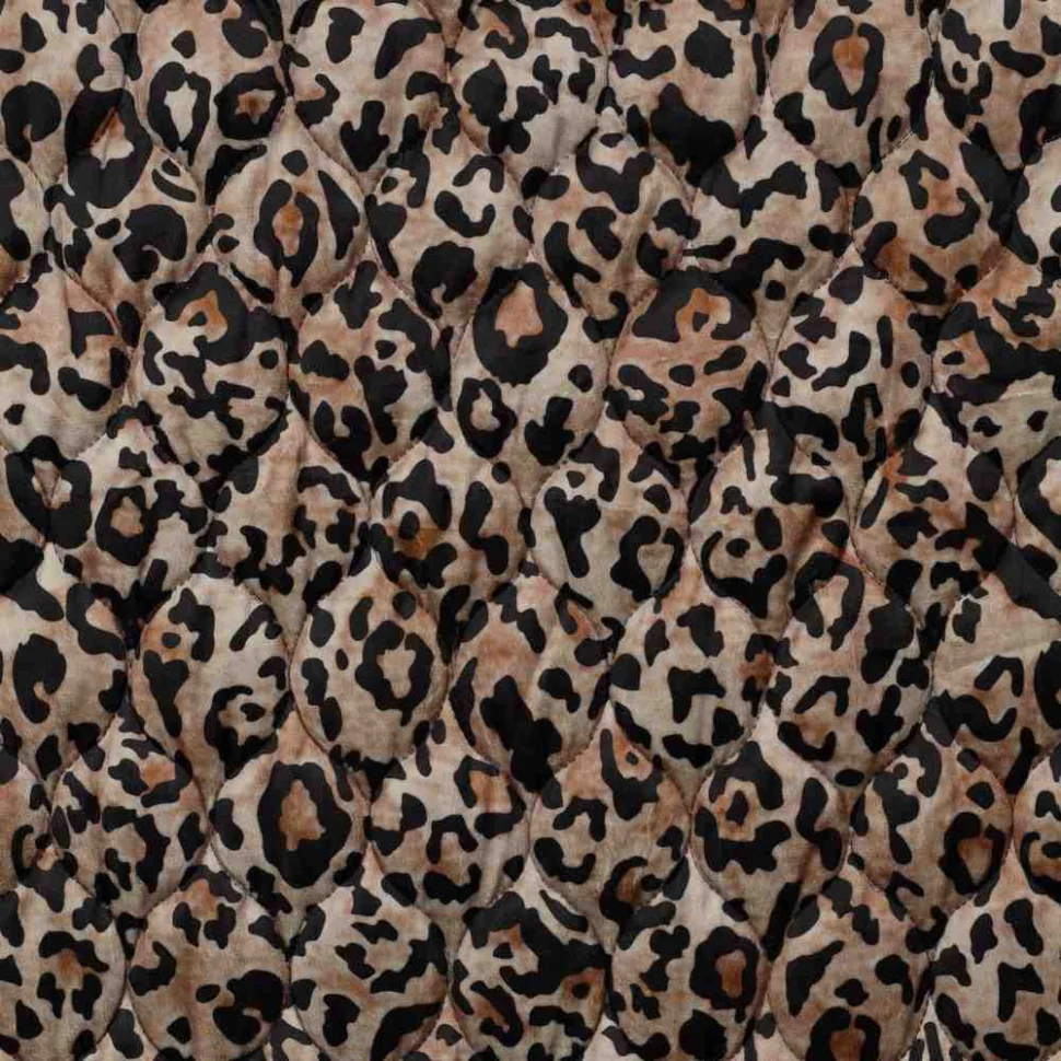 Tissu Doudoune matelassé Ilona léopard sur fond Beige sable