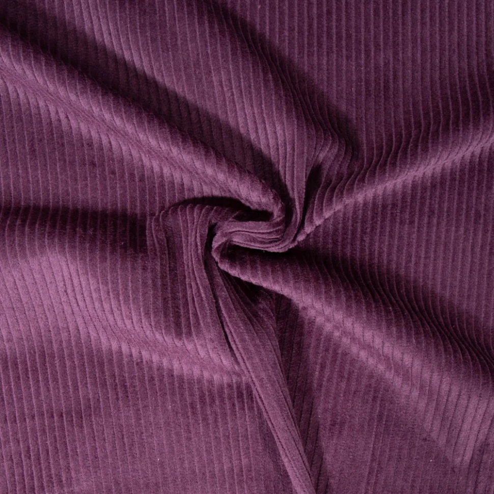 Coupon Tissu Velours Grosses côtes Prune - Coupon de 30 cm