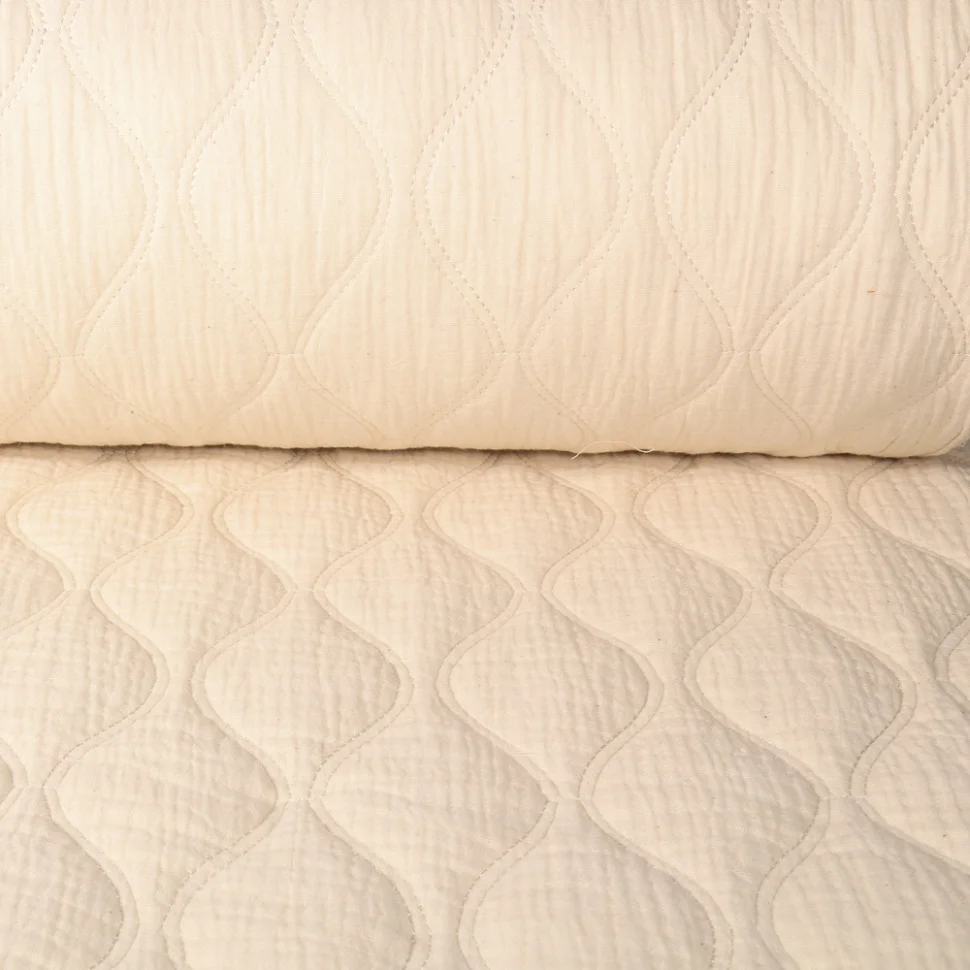 Tissu Double gaze Matelassée réversible uni Ecru