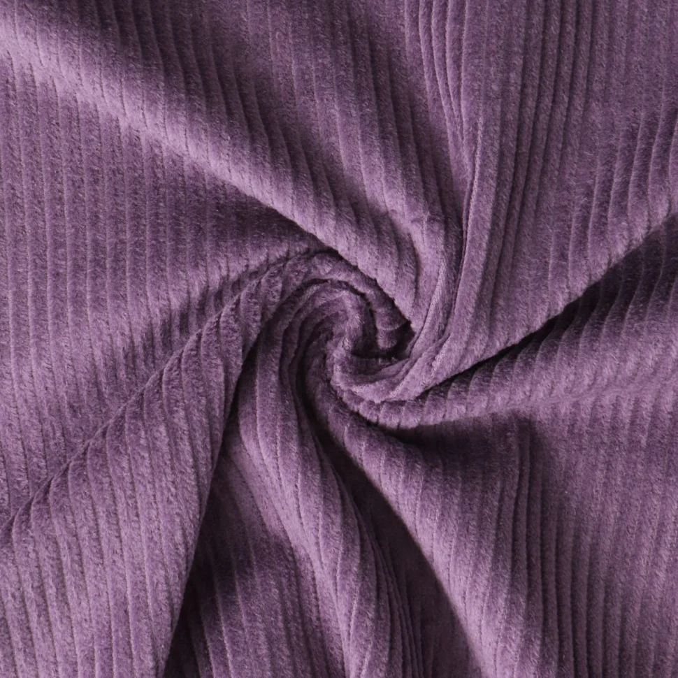 Coupon Tissu Velours Côtelé lavé Garance uni Violet foncé - Coupon de 30 cm