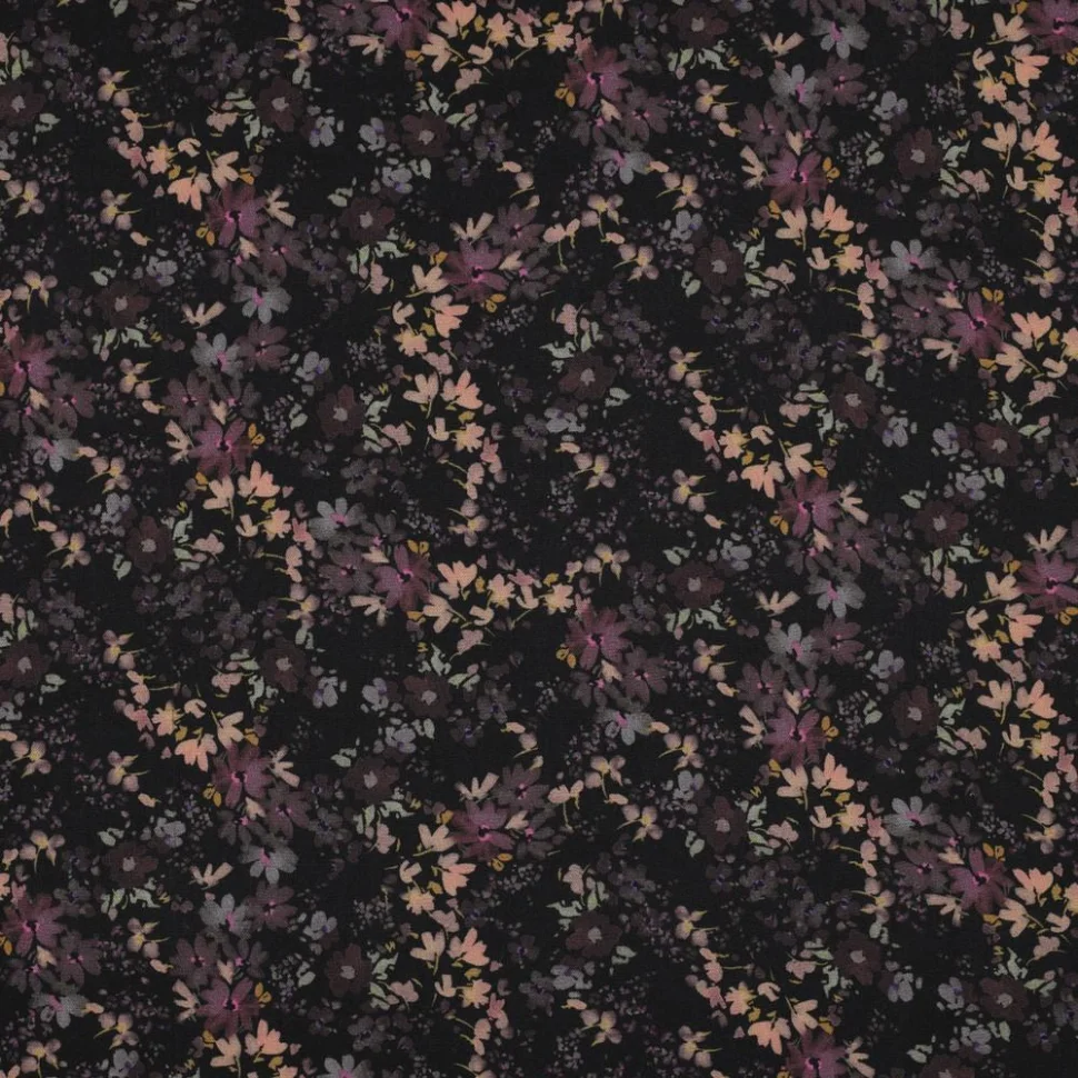 Coupon Tissu Viscose extensible Miel sur fond Noir - Coupon de 250 cm
