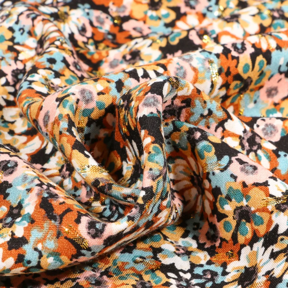 Tissu Viscose lurex Sabri sur fond Noir