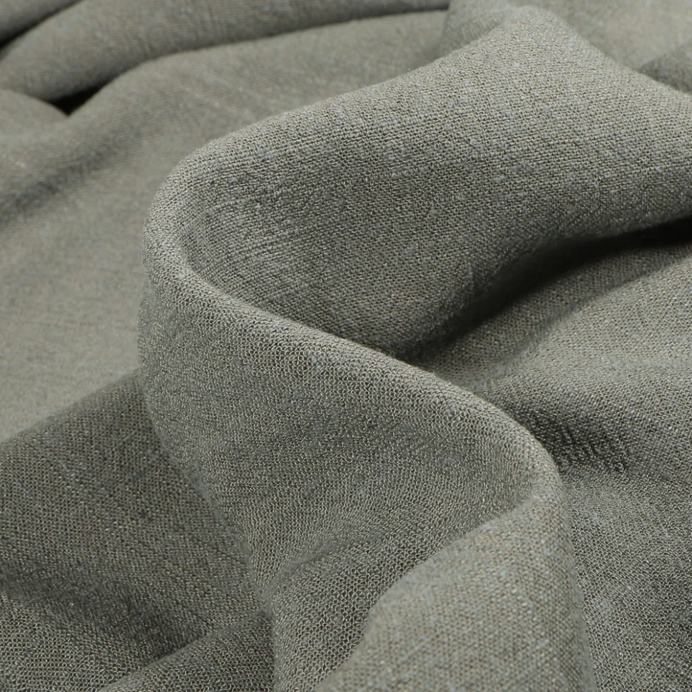 Tissu Lin lavé Viscose uni Gris