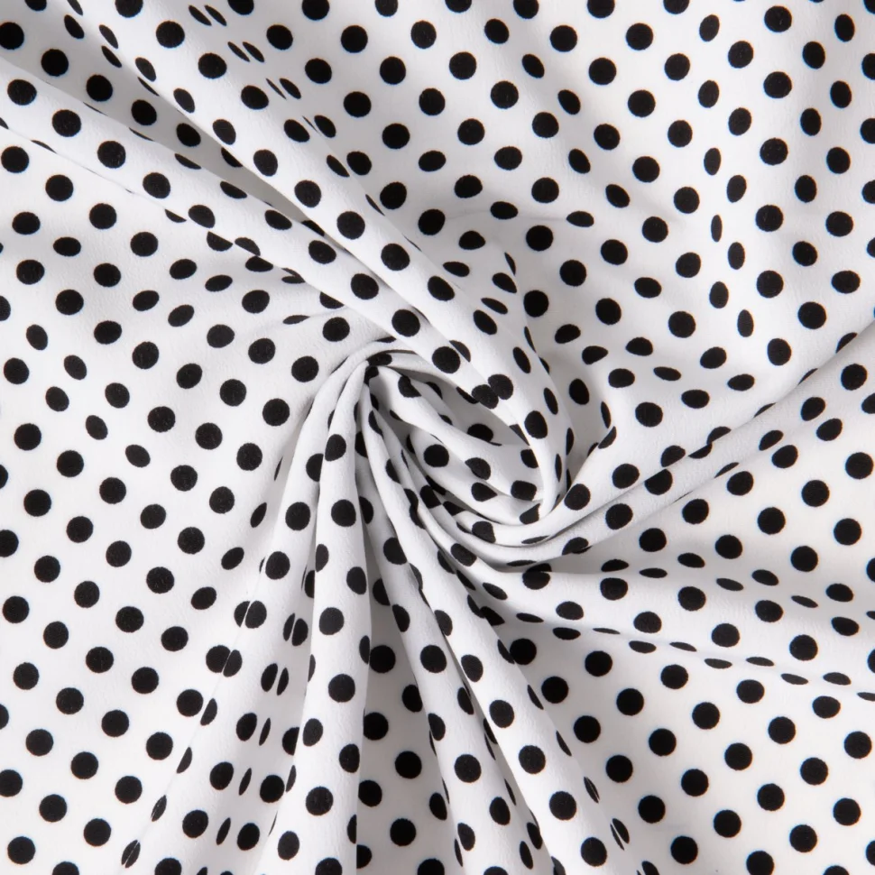 Tissu Mousseline lourde Koshibo pois noir sur fond Blanc