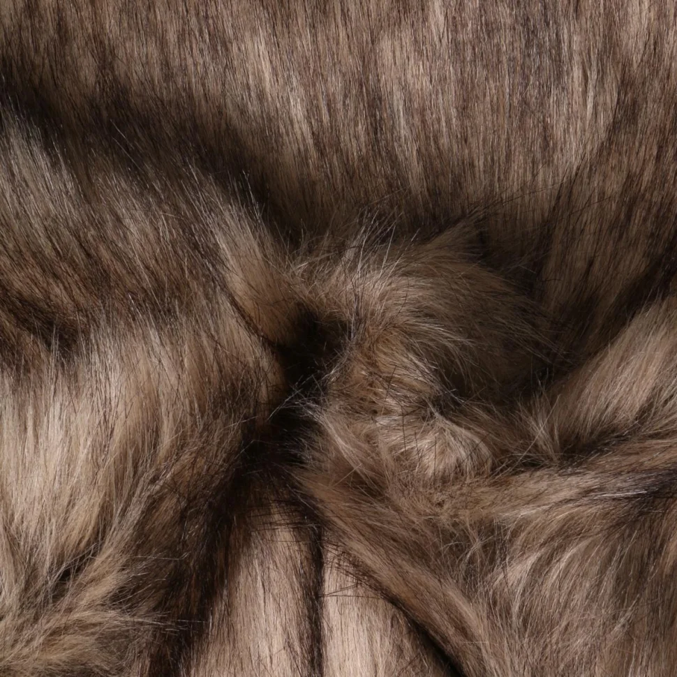 Tissu Fausse fourrure  poils long Ruth sur fond Marron