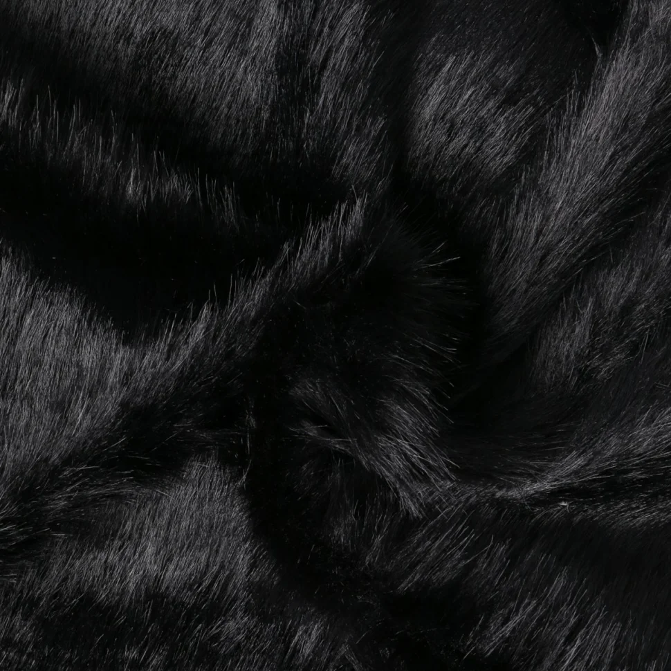 Tissu Fausse fourrure  poils long Olga sur fond Noir