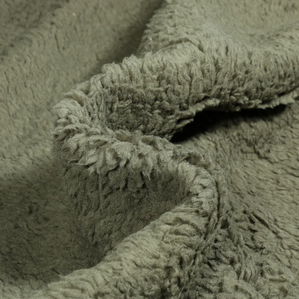  Tissu Fausse fourrure Doudou réversible uni Vert kaki