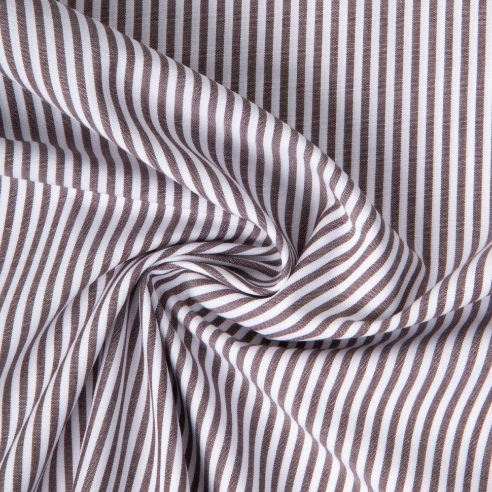 Tissu Vichy Coton rayé Marron