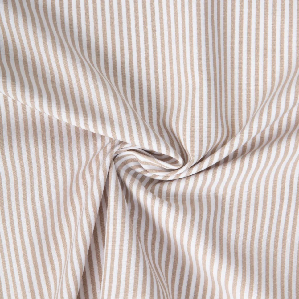Tissu Vichy Coton rayé Beige