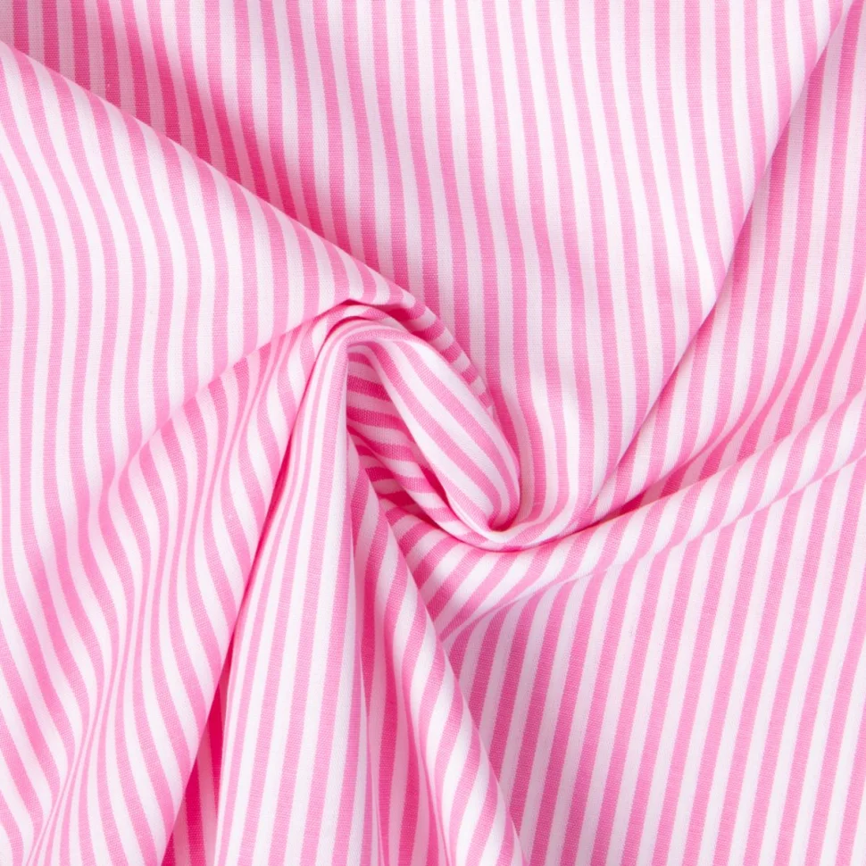 Tissu Vichy Coton rayé Rose