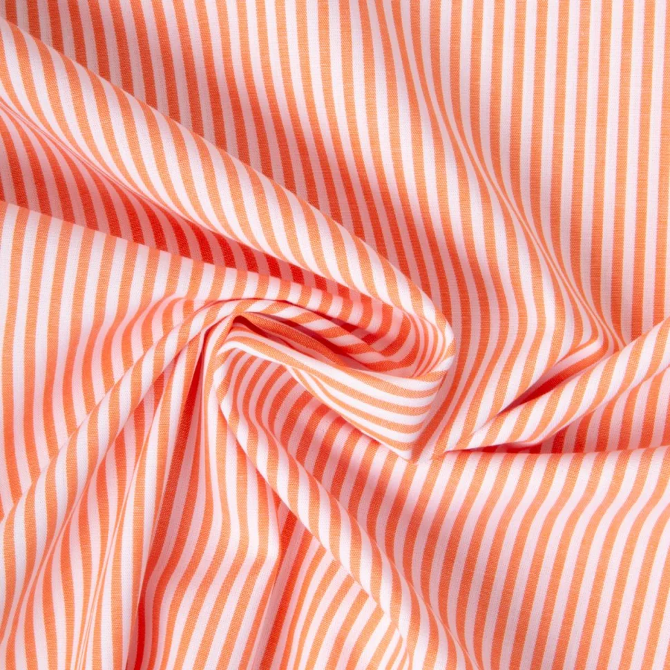 Tissu Vichy Coton rayé Orange