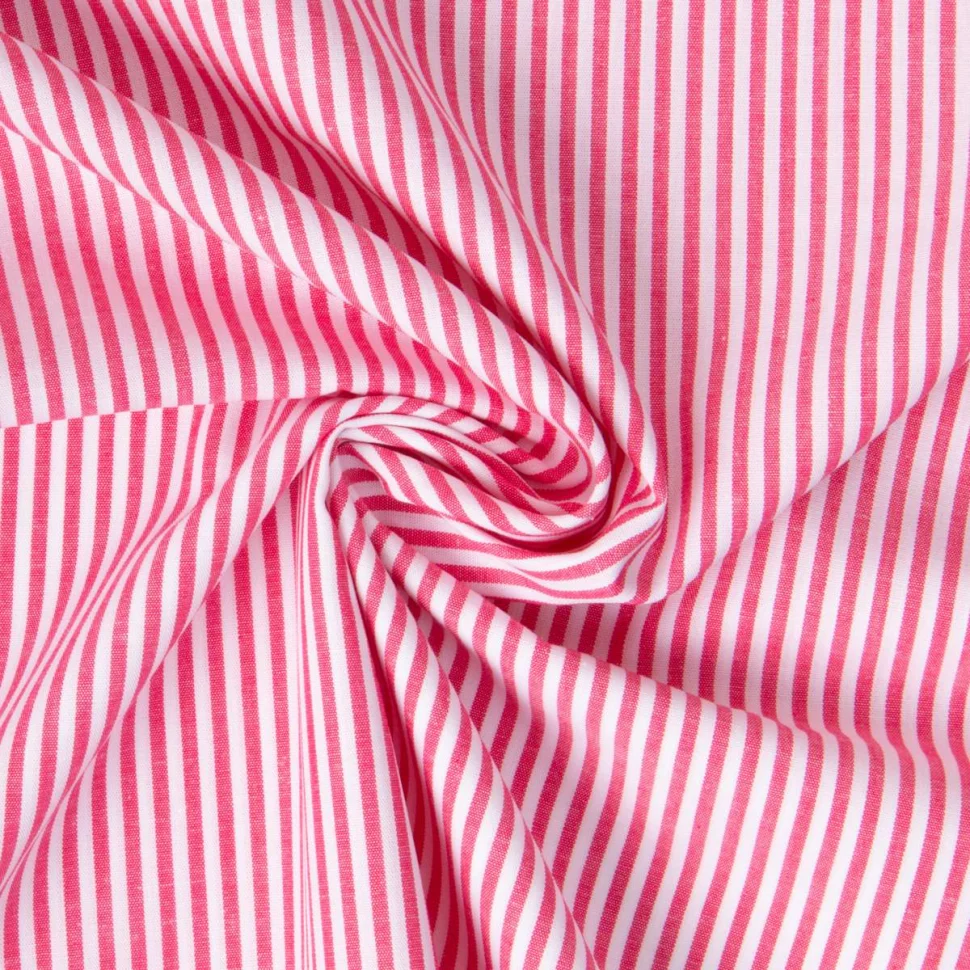 Tissu Vichy Coton rayé Rose fuchsia