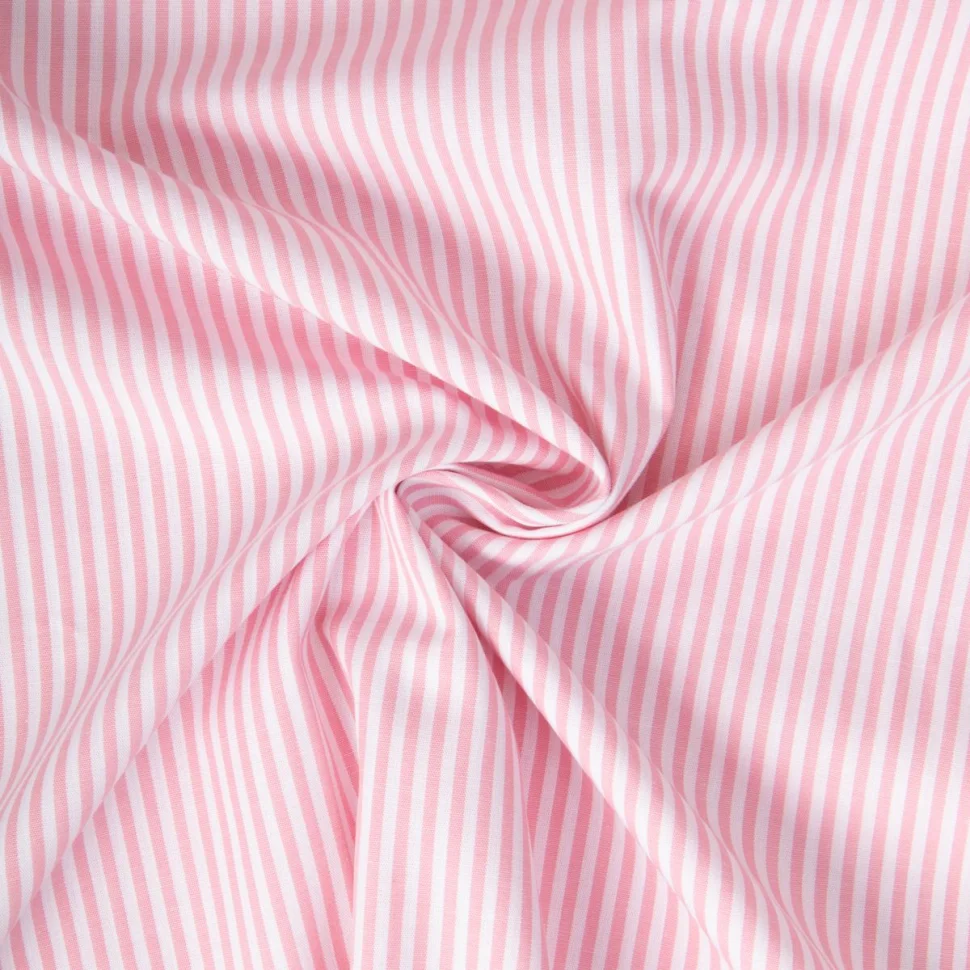 Tissu Vichy Coton rayé Rose clair