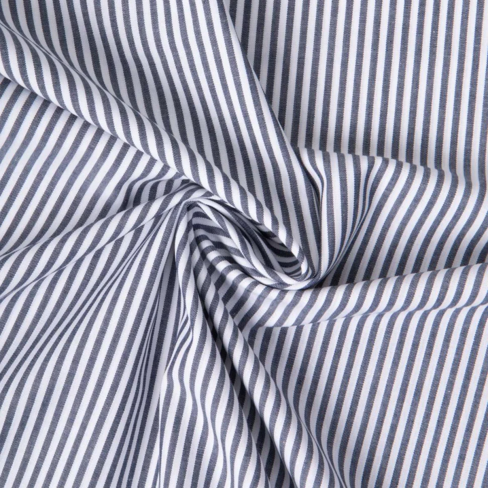 Tissu Vichy Coton rayé Bleu marine