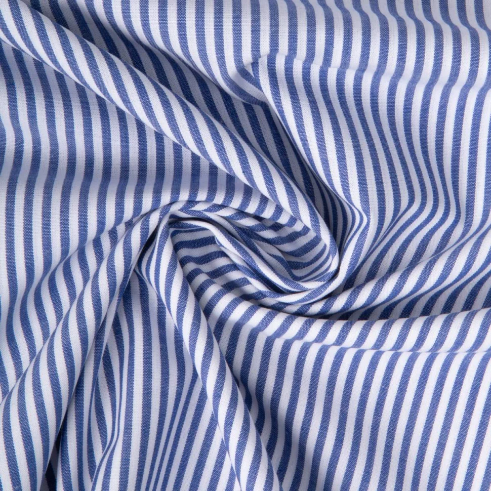 Tissu Vichy Coton rayé Bleu roi
