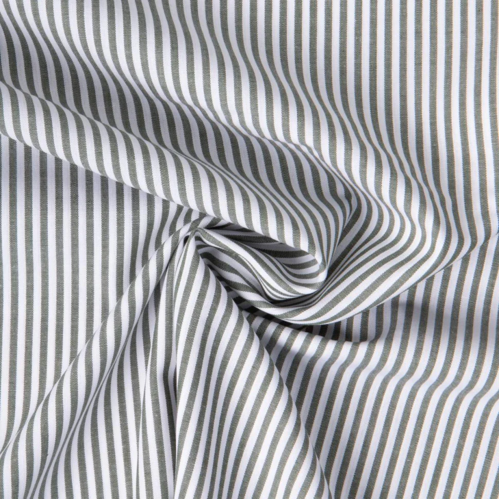 Tissu Vichy Coton rayé Gris anthracite