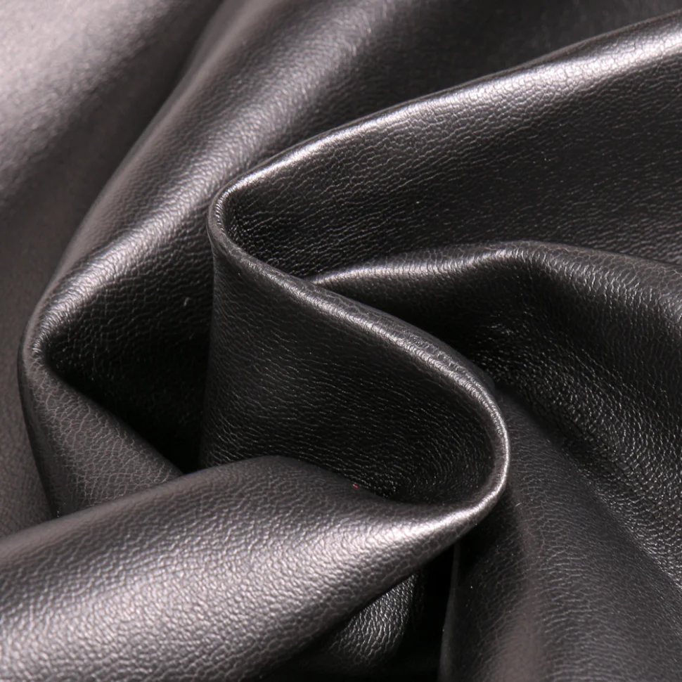 Tissu Simili cuir souple et épais uni Roma Noir