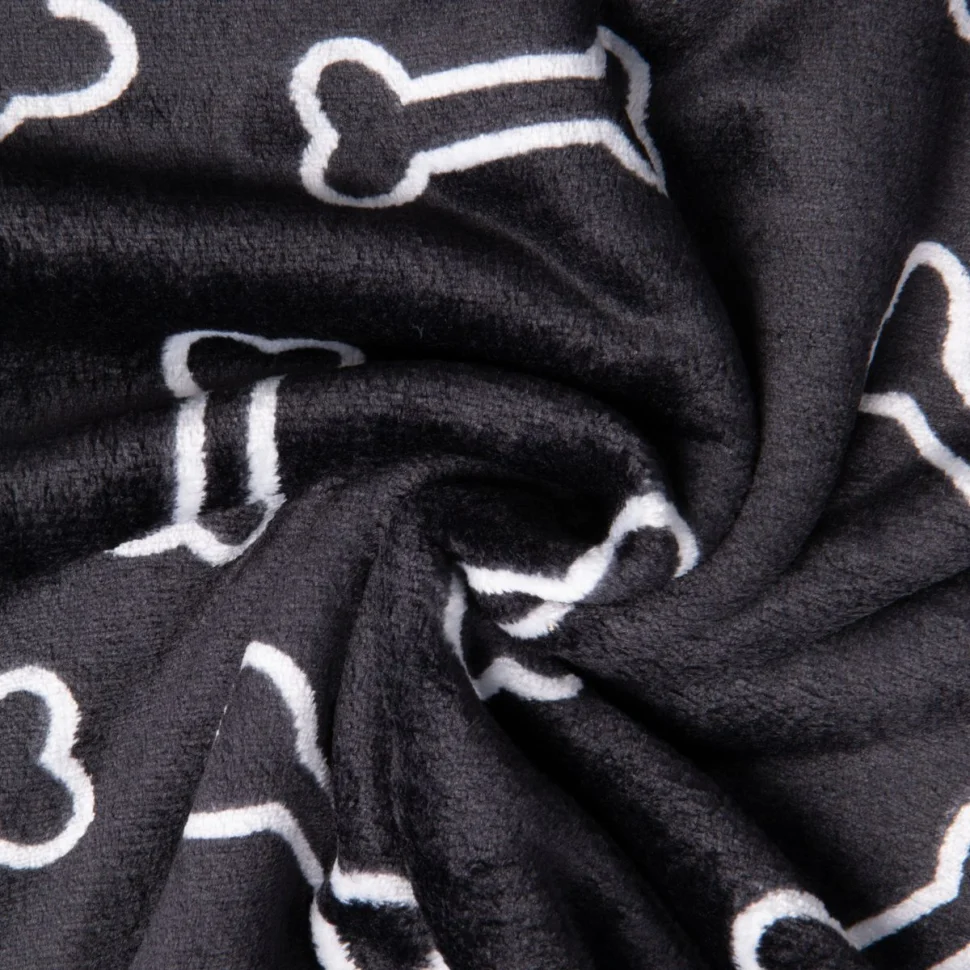Tissu Doudou imprimé nonosses Blanc sur fond Noir