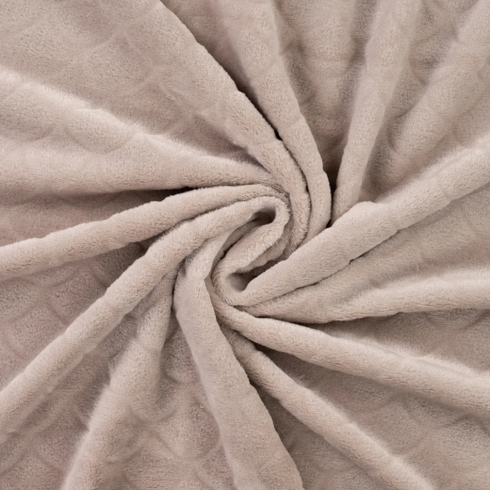 Tissu Minky Ultra doux écailles en relief uni Beige