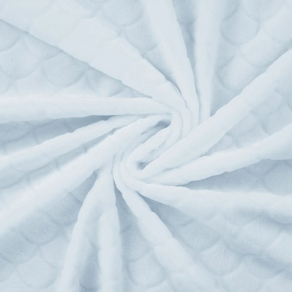 Tissu Minky Ultra doux écailles en relief uni Bleu ciel