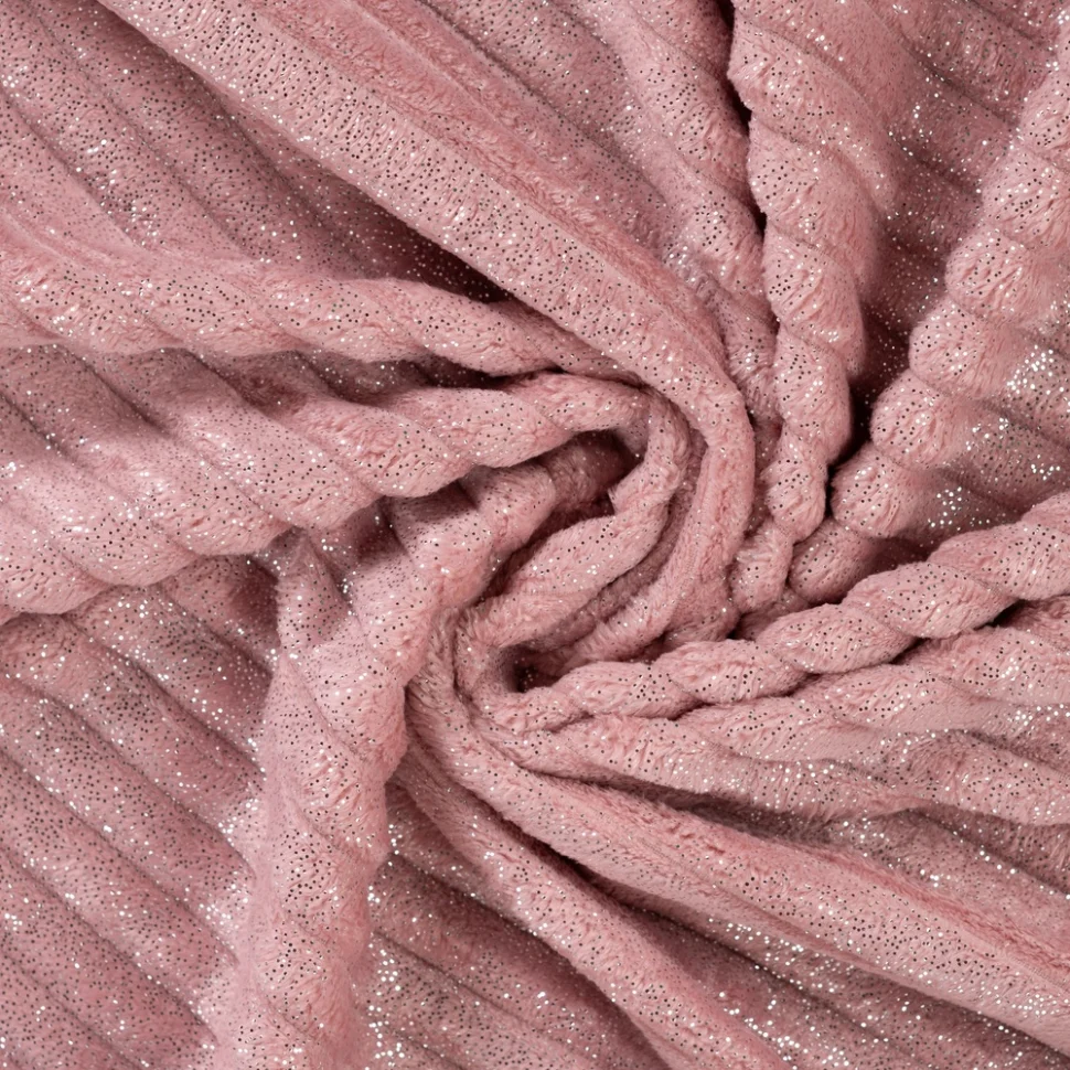 Tissu Minky Ultra doux côtelé pailleté envers doudou Vieux rose