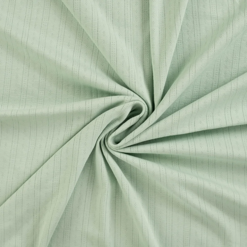 Tissu Jersey Coton ajouré uni Lio Vert amande