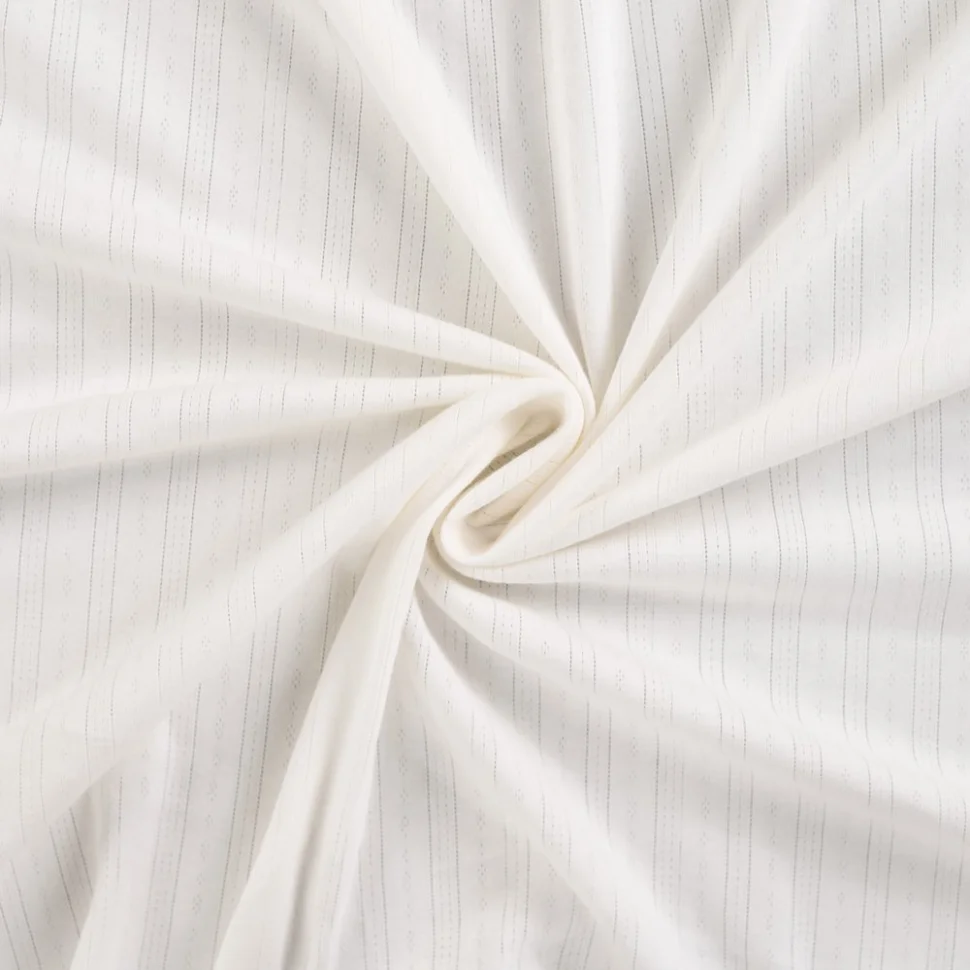 Tissu Jersey Coton ajouré uni Lio Blanc cassé