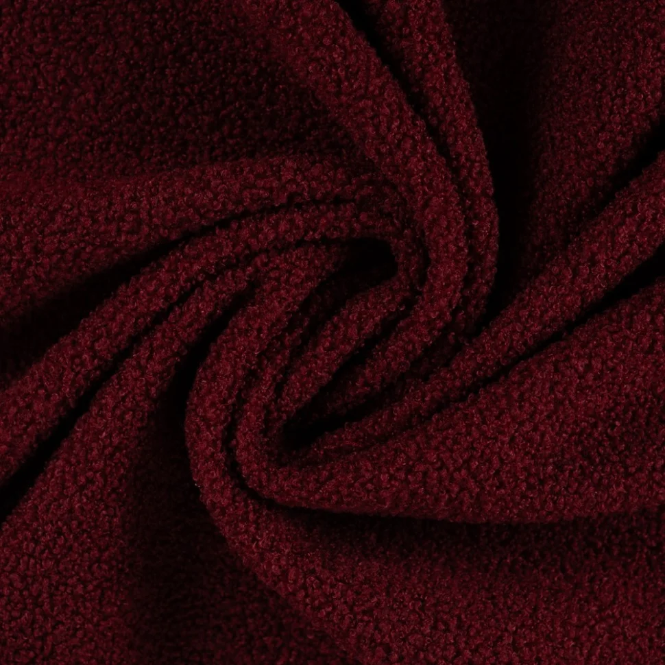 Tissu Bouclette Teddy envers Polaire uni Bordeaux foncé
