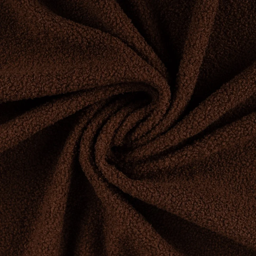 Tissu Bouclette Teddy envers Polaire uni Marron