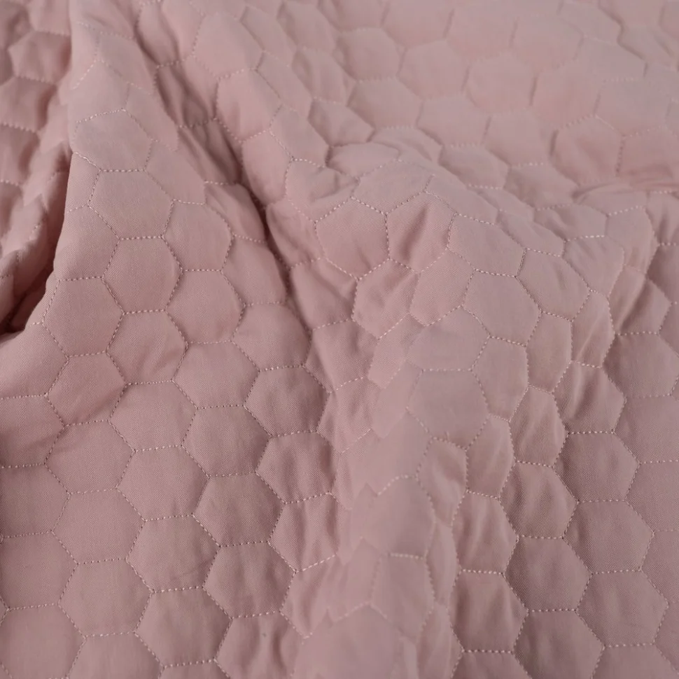 Tissu Coton Sergé Matelassé réversible uni Vieux rose