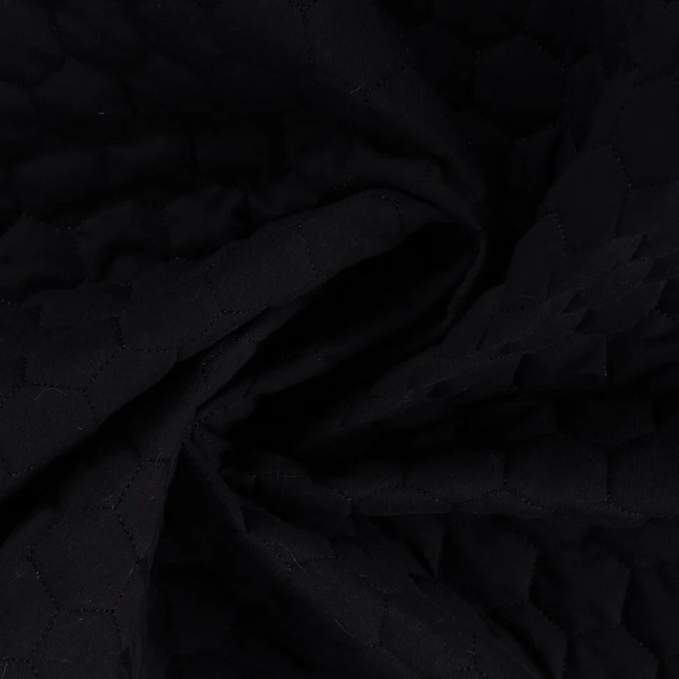 Tissu Coton Sergé Matelassé réversible uni Noir