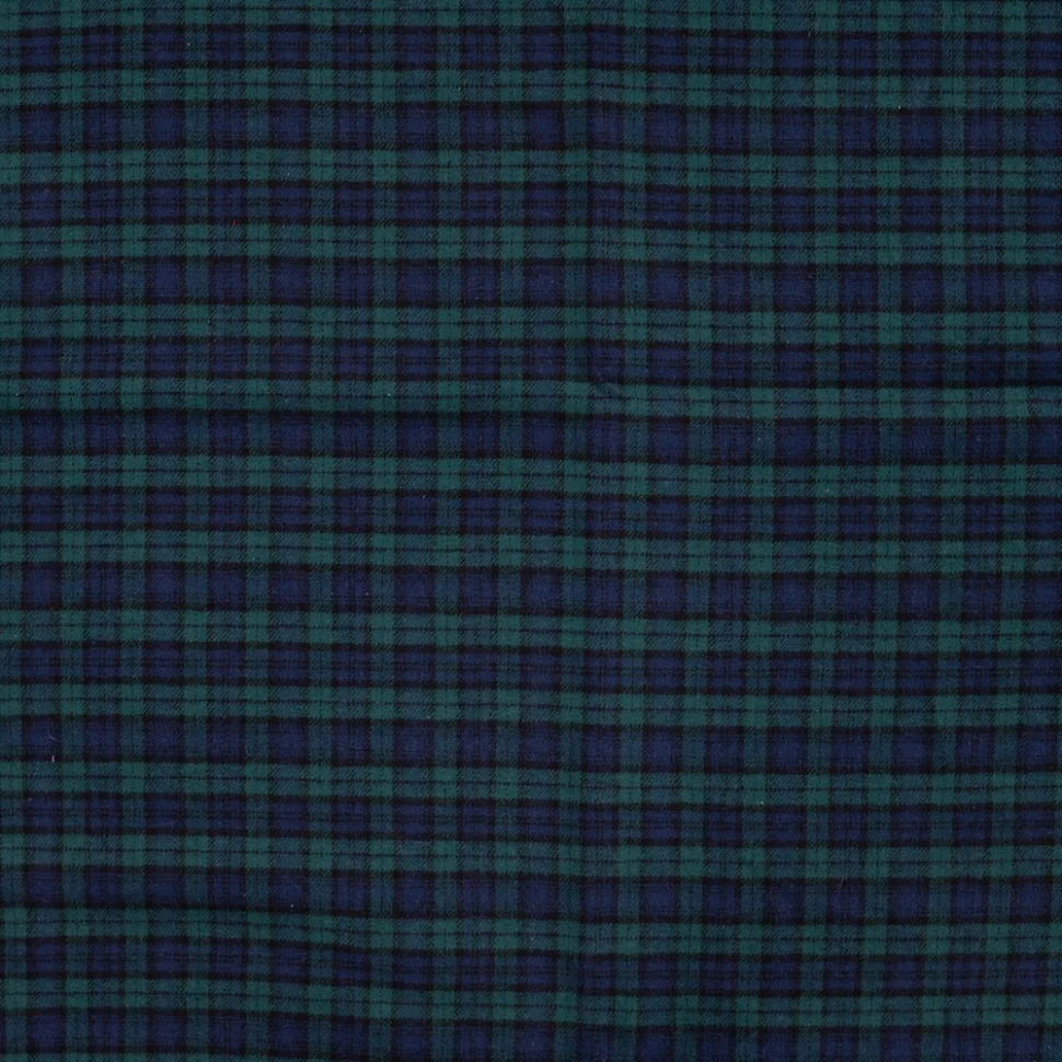Tissu Flanelle de Coton Zane Tartan Vert et Noir sur fond Bleu marine
