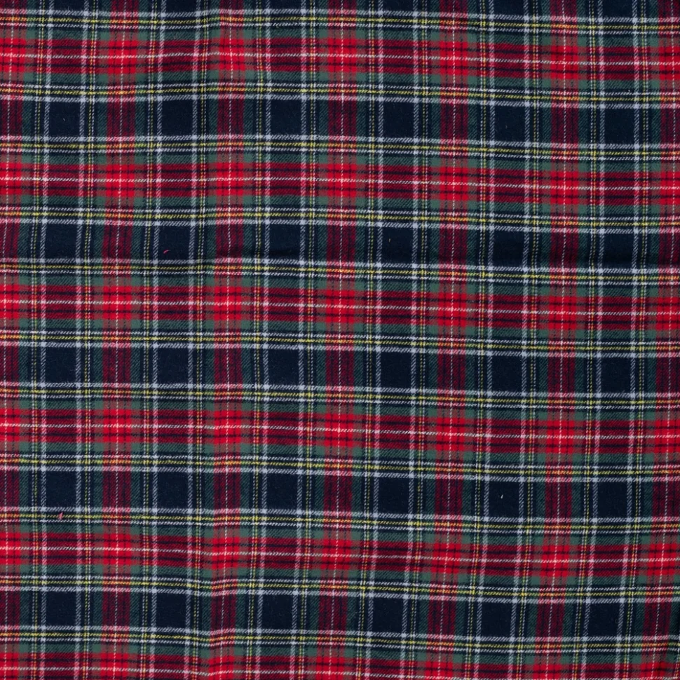 Tissu Flanelle de Coton Luke carreaux Rouge et Vert sur fond Bleu marine
