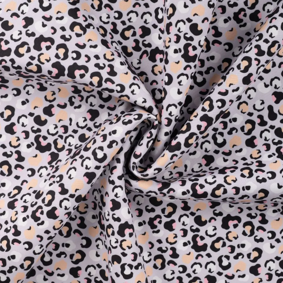 Tissu Softshell Digital Léopard sur fond Gris