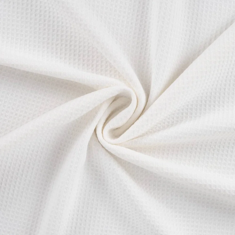 Tissu Nid d'abeille envers éponge uni Bambeluxe Blanc