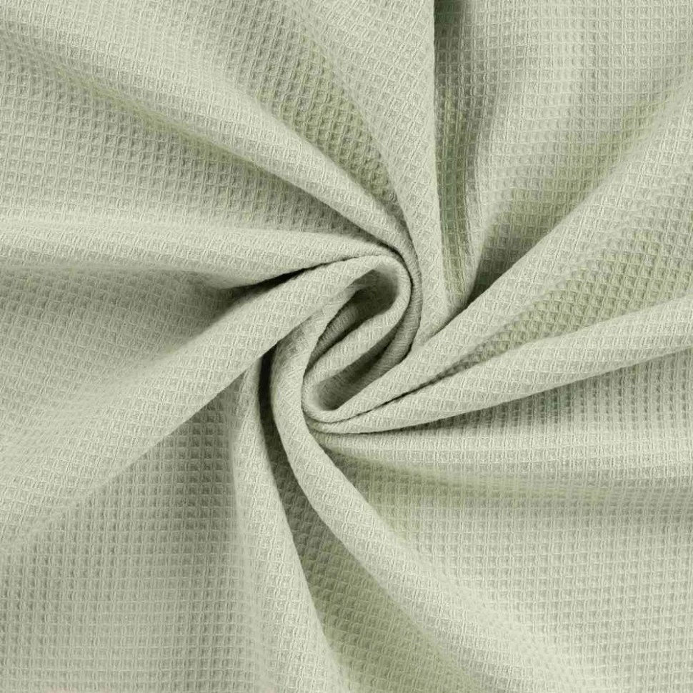 Tissu Nid d'abeille envers éponge uni Bambelux Vert sauge