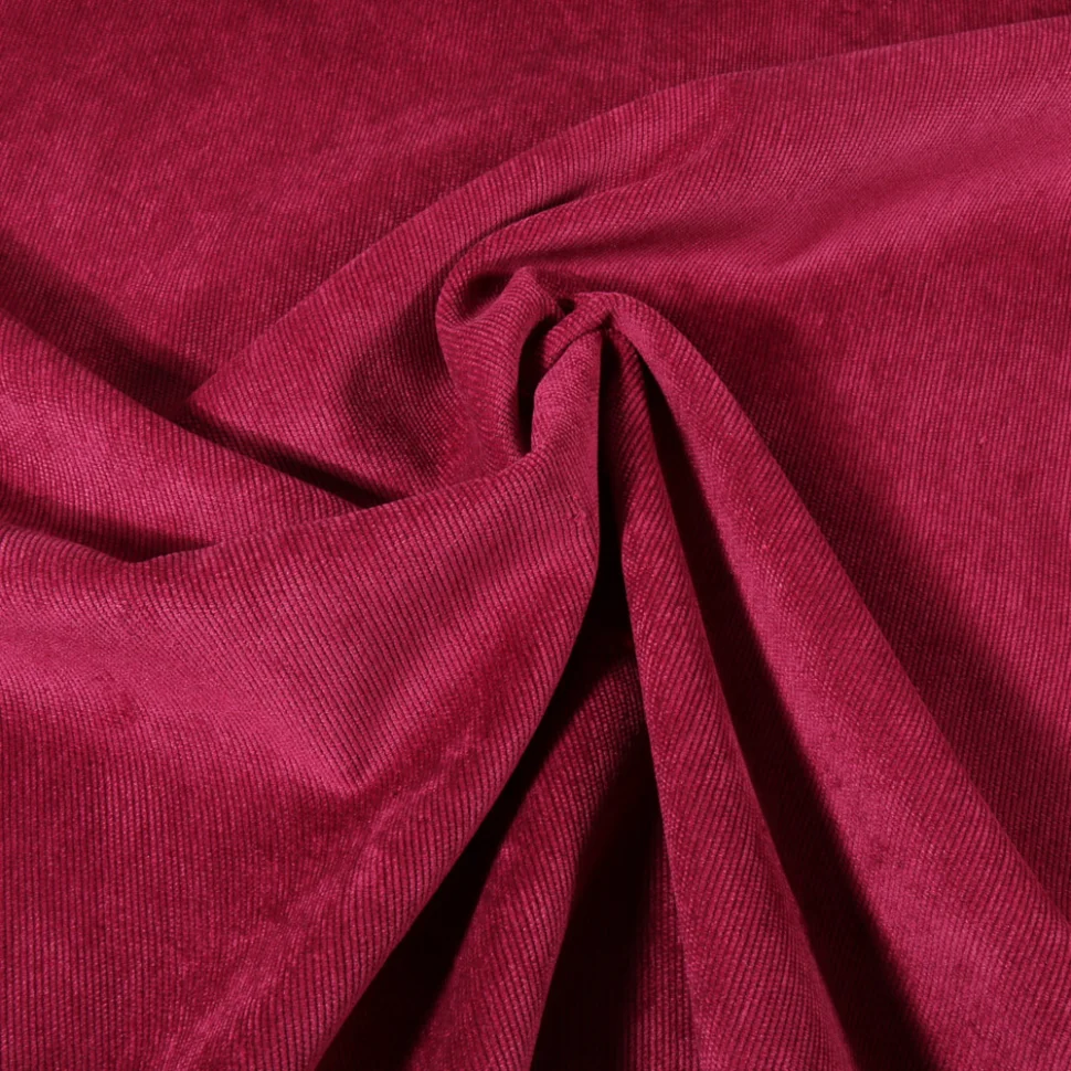 Tissu Velours milleraies uni Bordeaux