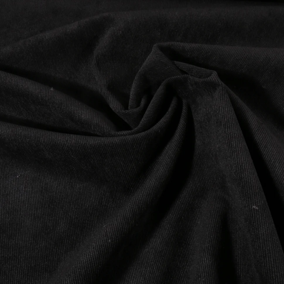 Tissu Velours milleraies uni Noir