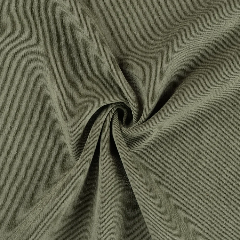 Tissu Velours milleraies uni  Vert kaki