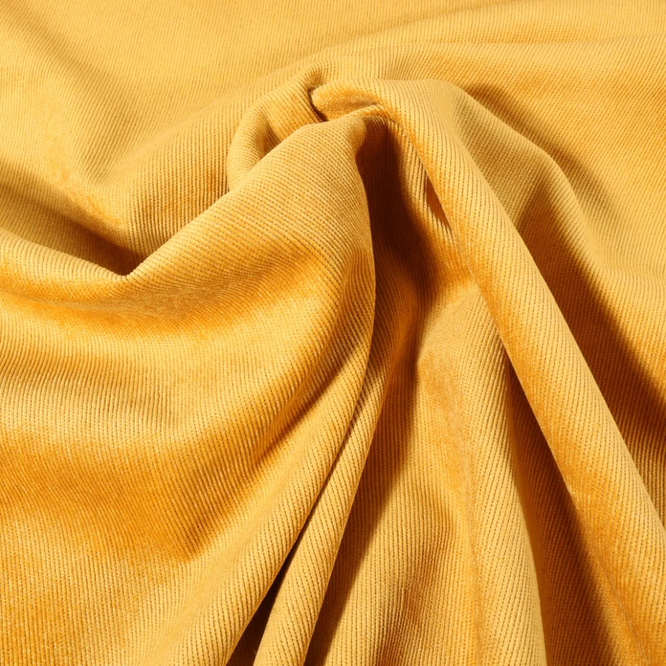 Tissu Velours milleraies uni Moutarde
